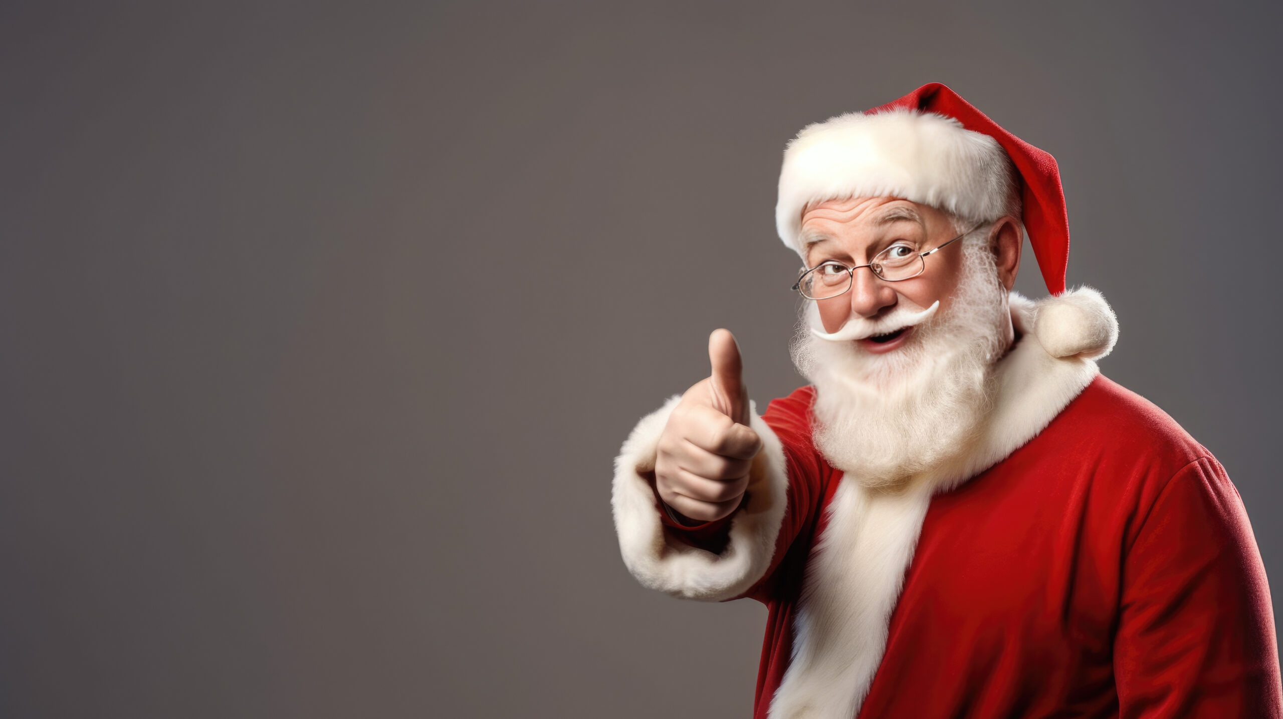 Christmas Day, Santa Claus pointing in blank advertisement banne
